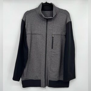 Lululemon Post Gravity Jacket 3/4 Sleeve Heathered Black Gray Grey Full Zip XXL